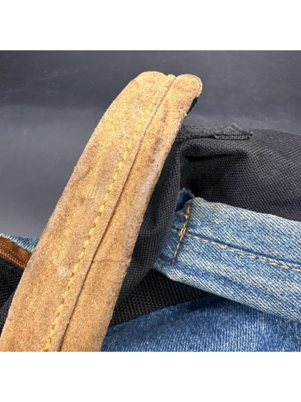 Vintage Arizona Jean Backpack 1990s Denim Suede Taiwan Retro Blue Black Brown